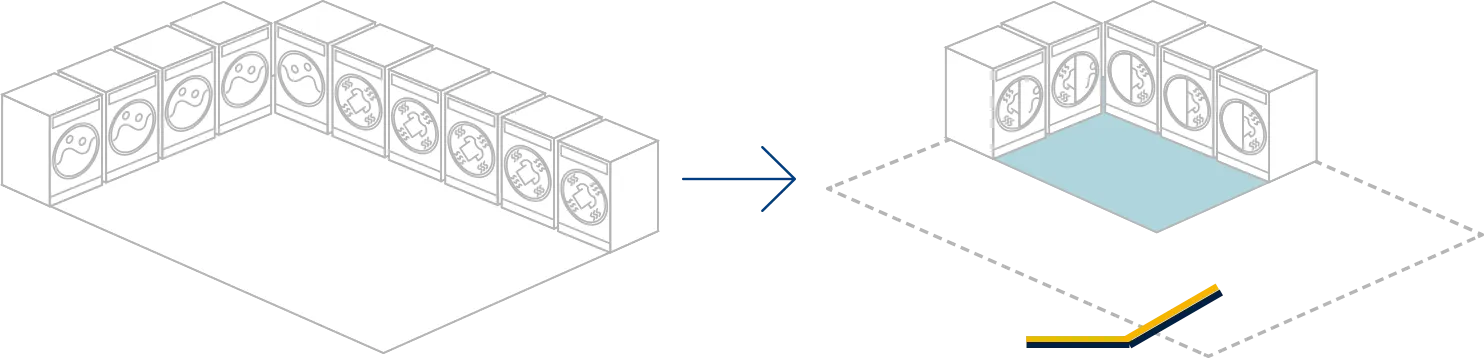 Reduce space by half