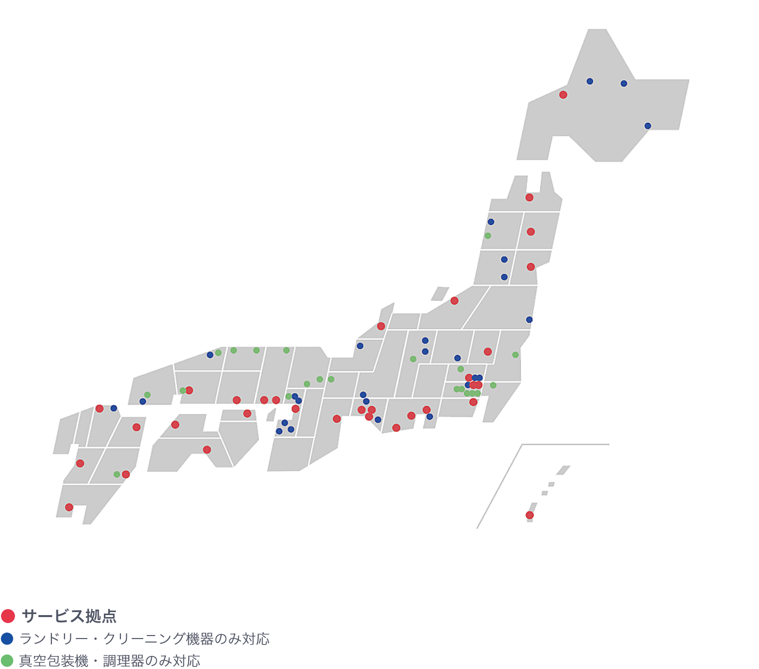 TOSEIのサービス拠点マップ