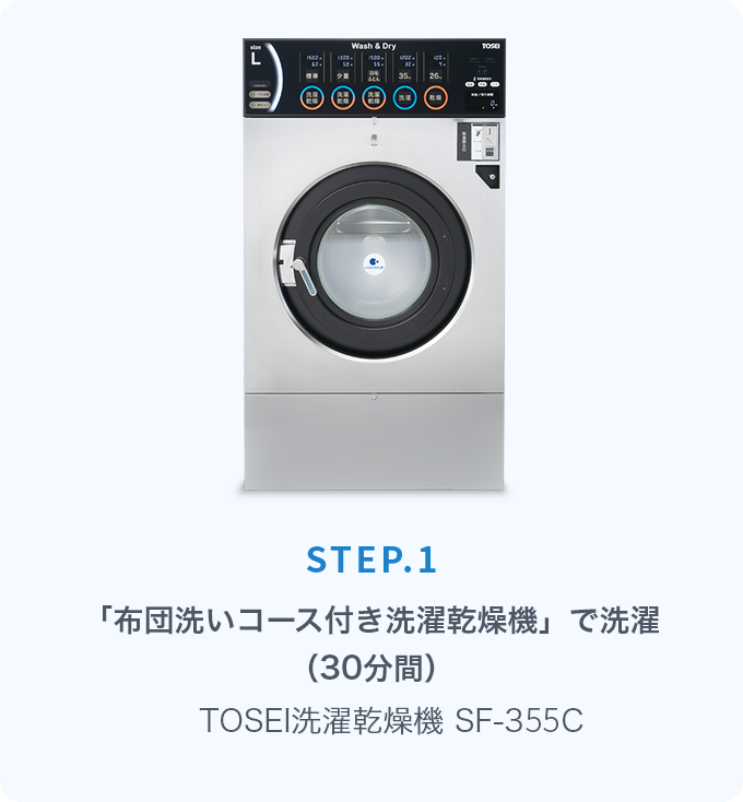 布団のダニ・アレルギー対策はコインランドリーが有効　TOSEI洗濯乾燥機の画像