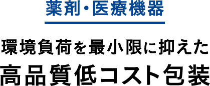 薬剤・医療機器 環境負荷を最小限に抑えた高品質低コスト包装